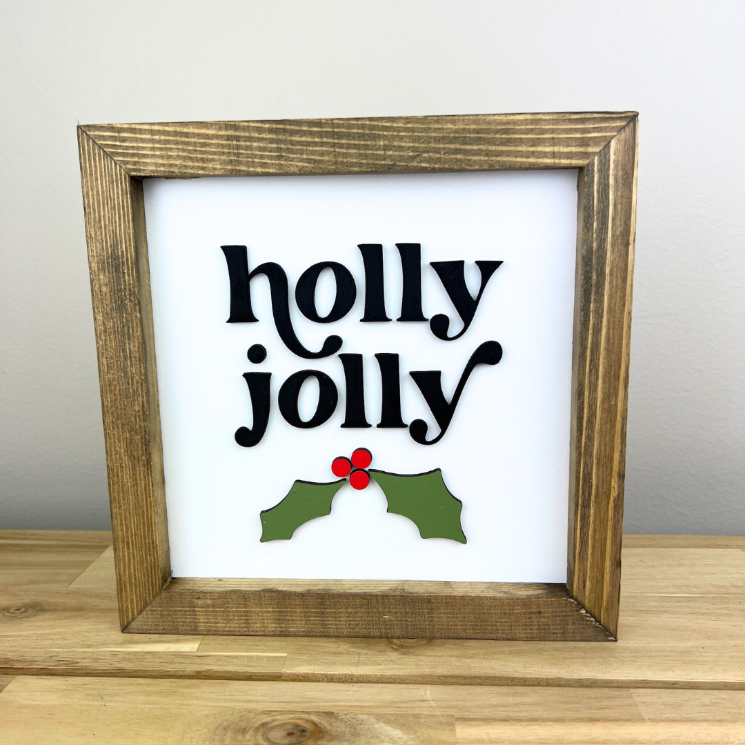 Holly Jolly | 8x8 inch Wood Sign