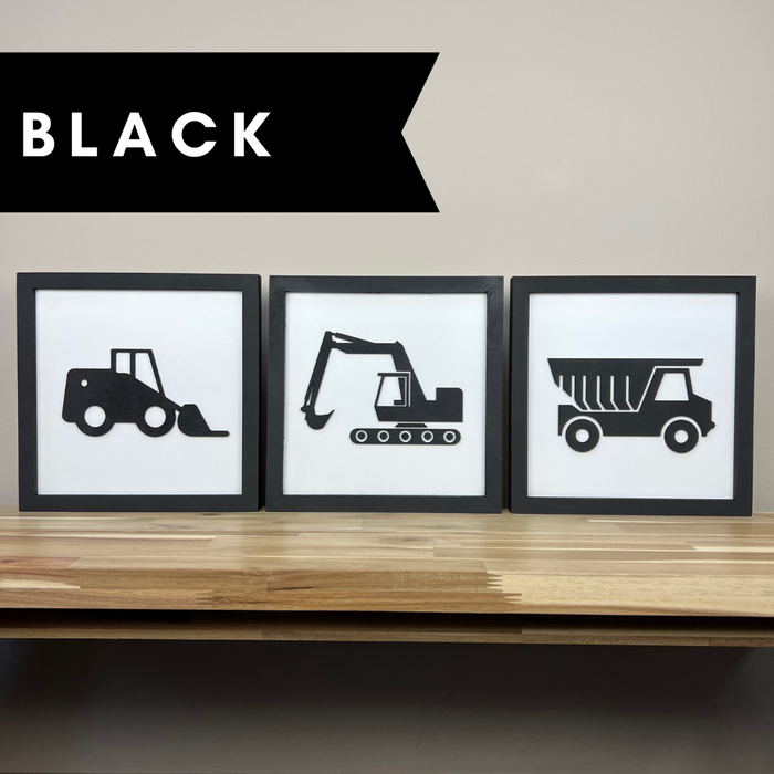 Construction Truck | 11x11 inch Wood Sign | Construction Room Decor