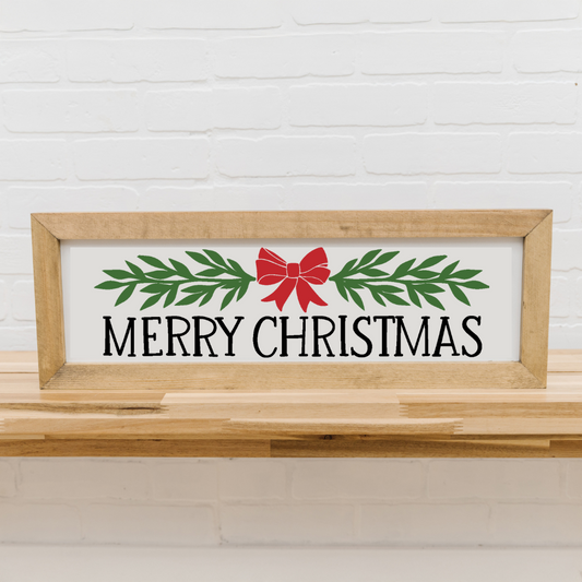 8x23 inch Merry Christmas with Bow and Holly