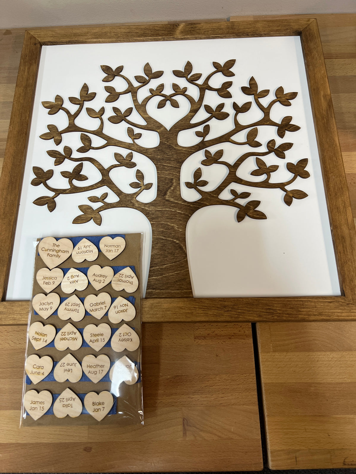 Personalized Family Tree with Birthdates Sign | 21x21 inch