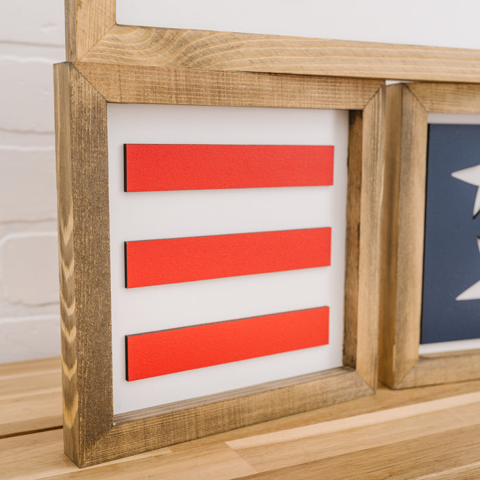 6x16 inch God Bless America + 8x8 inch Stars + 8x8 inch Stripes | Patriotic Signs