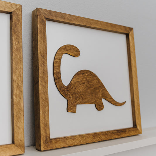 Dinosaur Sign | Multiple Sizes | Set of 3 Wood Framed Signs