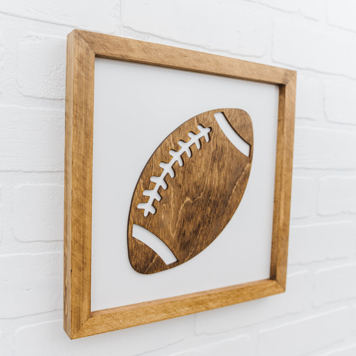 Football Set of 4 Signs | Helmet, Field Goal, Silhouette, Football | 16x16 inch