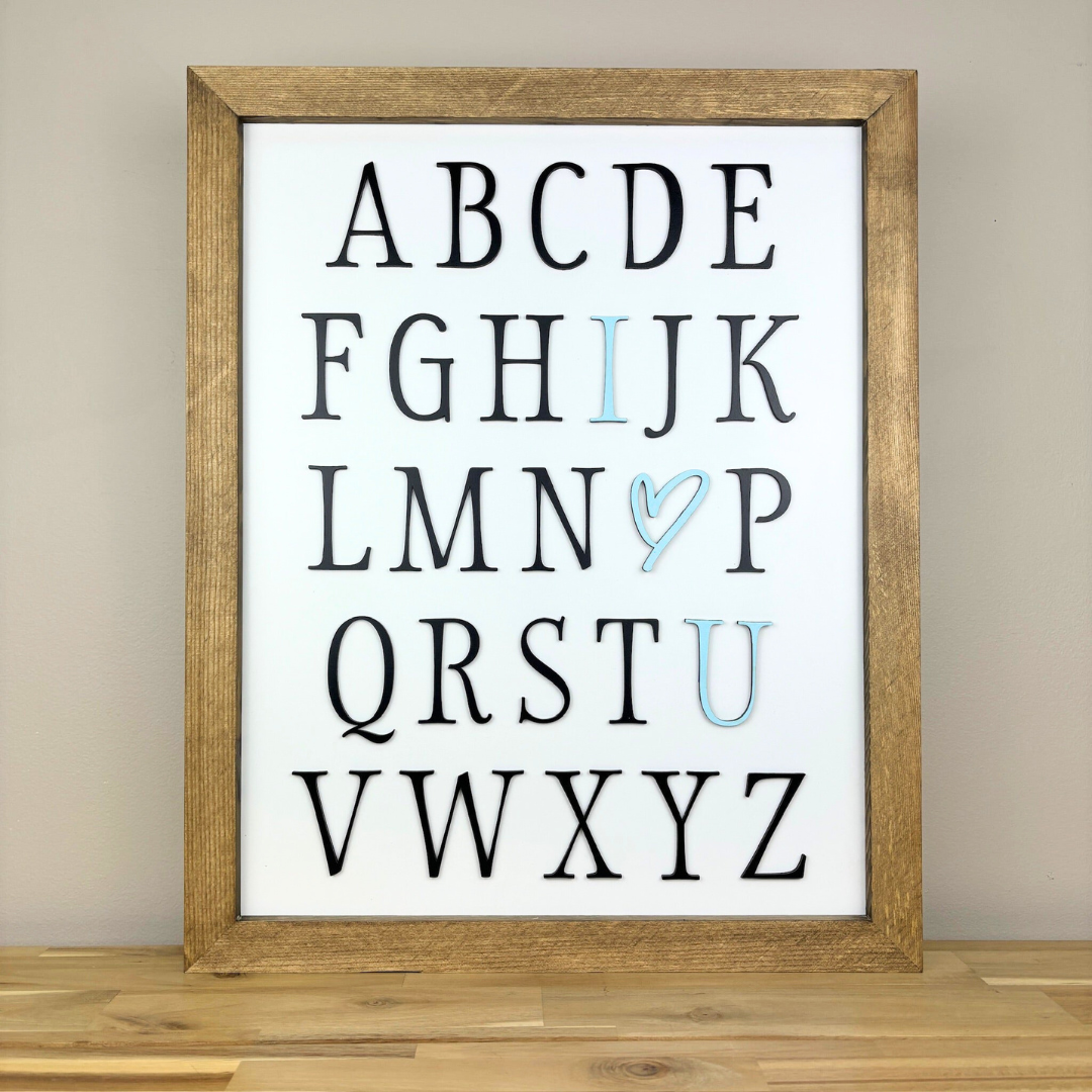 Alphabet I Love You | 17x21 inch Wood Sign | Nursery Sign | Baby Boy Nursery Sign