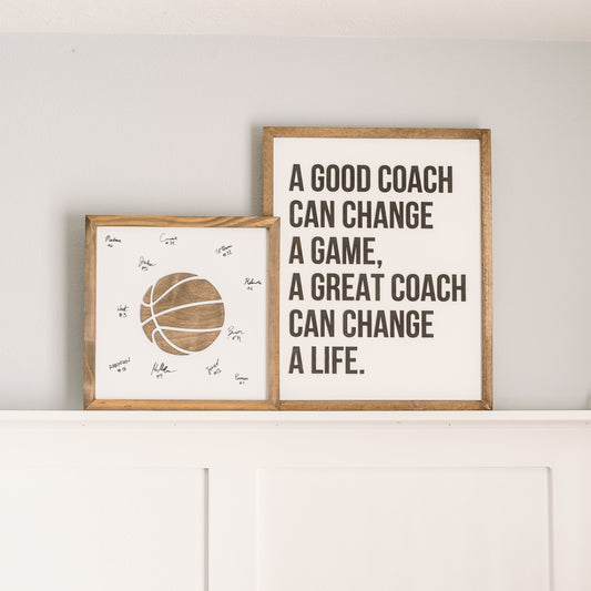 personalized basketball coach sign from team