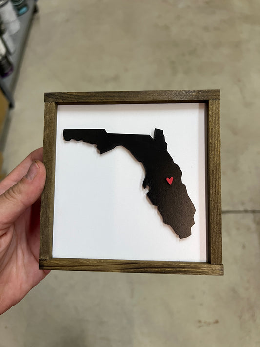 {Sold As Pictured} Florida Sign with Heart 5x5 inches