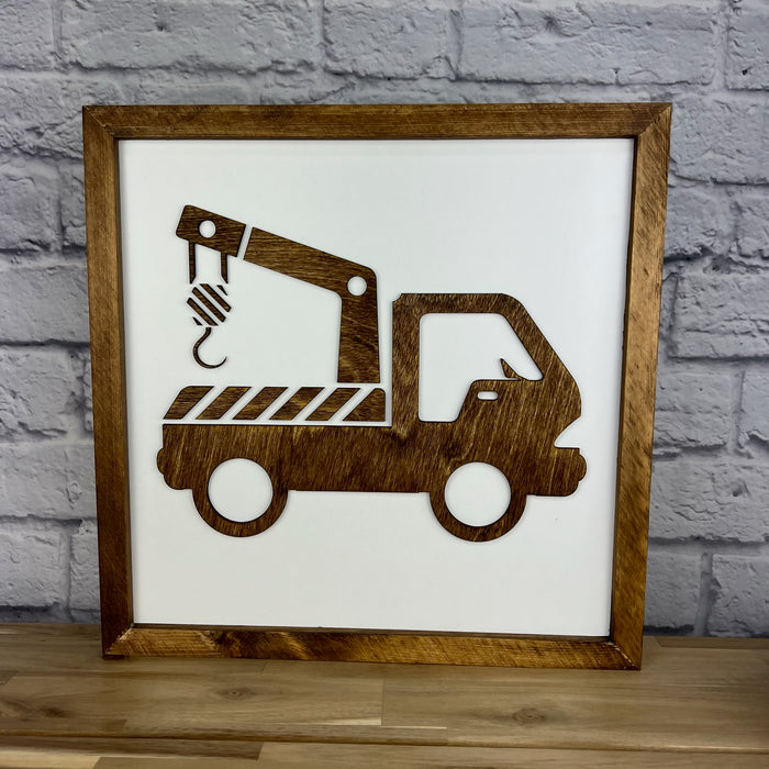 Construction Truck | 21x21 inch Wood Sign | Construction Room Decor