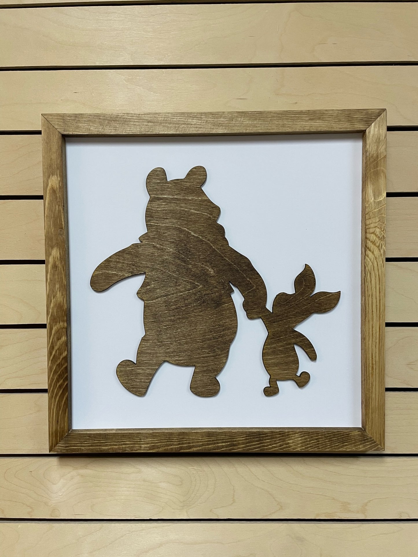 Winnie the Pooh and Piglet too! 14x14 wood sign