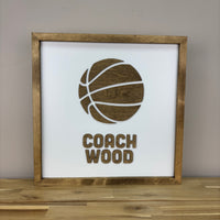 CUSTOM Write-On BASKETBALL Coach Appreciation Gift | 16x16 inch Sign