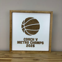 CUSTOM Write-On BASKETBALL Coach Appreciation Gift | 16x16 inch Sign