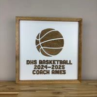 CUSTOM Write-On BASKETBALL Coach Appreciation Gift | 16x16 inch Sign