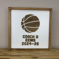 CUSTOM Write-On BASKETBALL Coach Appreciation Gift | 16x16 inch Sign