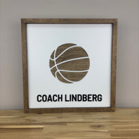 CUSTOM Write-On BASKETBALL Coach Appreciation Gift with Black Lettering | 16x16 inch Sign