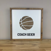 CUSTOM Write-On BASKETBALL Coach Appreciation Gift with Black Lettering | 16x16 inch Sign