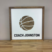 CUSTOM Write-On BASKETBALL Coach Appreciation Gift with Black Lettering | 16x16 inch Sign