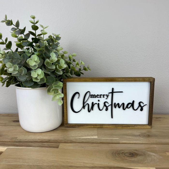 Christmas Nativity Bundle – 2 Wood Signs – 4x7 Inches – Black 3D Laser-Cut Nativity & "Merry Christmas" Designs