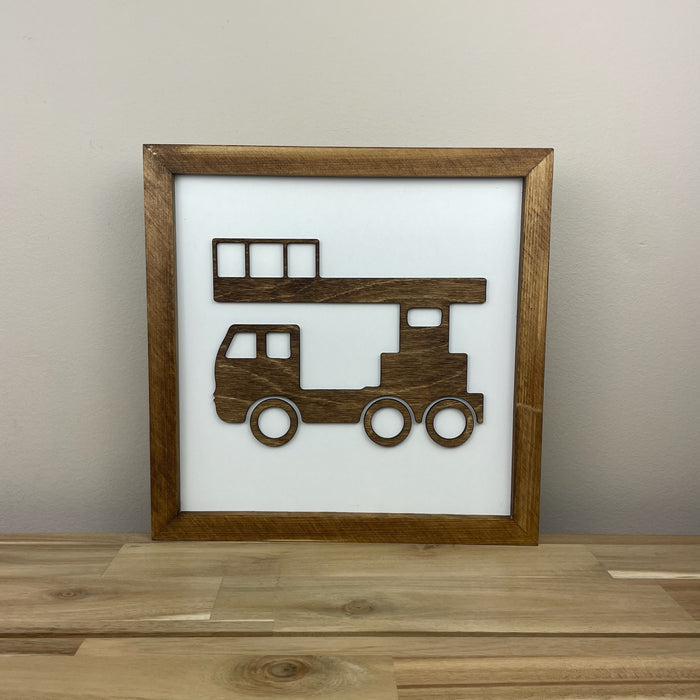 Construction Truck | 11x11 inch Wood Sign | Construction Room Decor