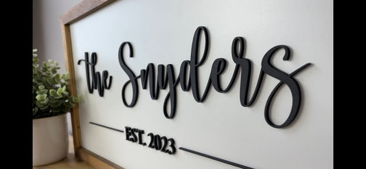 Custom 11x21 inch FAMILY NAME Sign