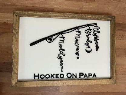 Personalized Father’s Day Fishing Sign | 11x16 inch Wood Sign | Custom Gift for Dad or Grandpa
