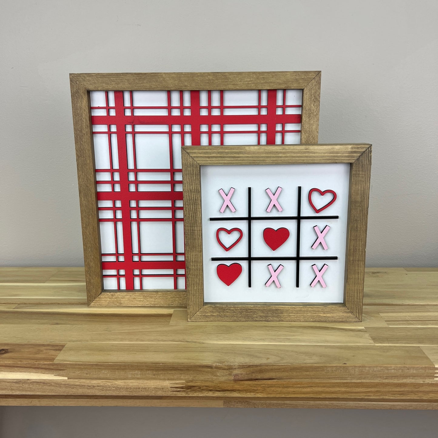 11 inch Red Plaid + 8 inch Tic Tac Toe | Valentine Sign Bundle