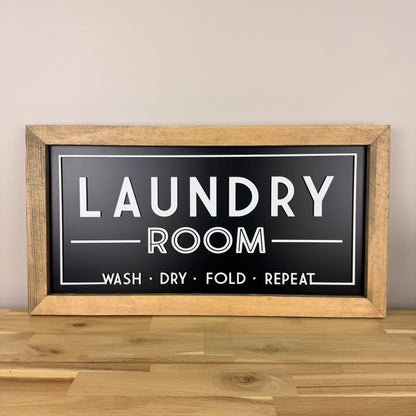 Laundry Room | 11x21 inch Wood Framed Sign | 3D Lettering