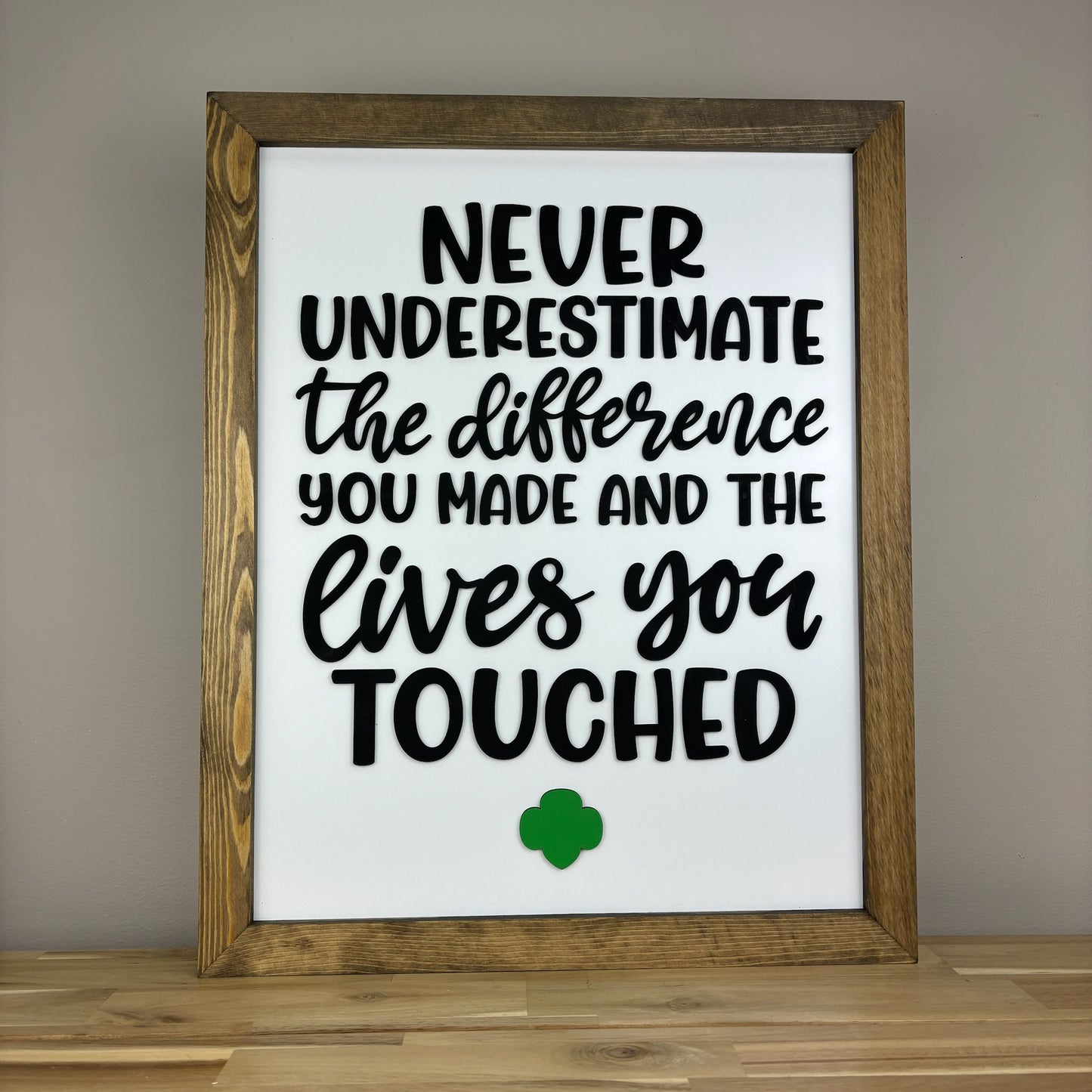 Never Underestimate... the lives you've touched. | 17x21 inch Wood Girl Scout Sign