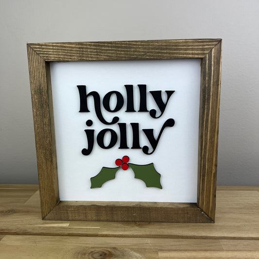Holly Jolly | 8x8 inch Wood Sign