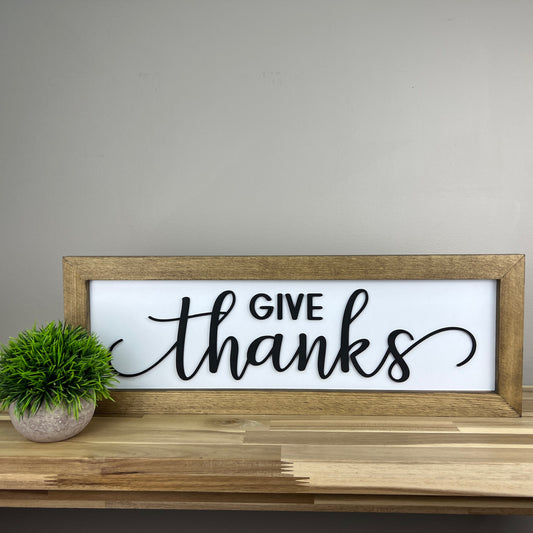 Give Thanks | 8x23 inch Wood Framed Sign