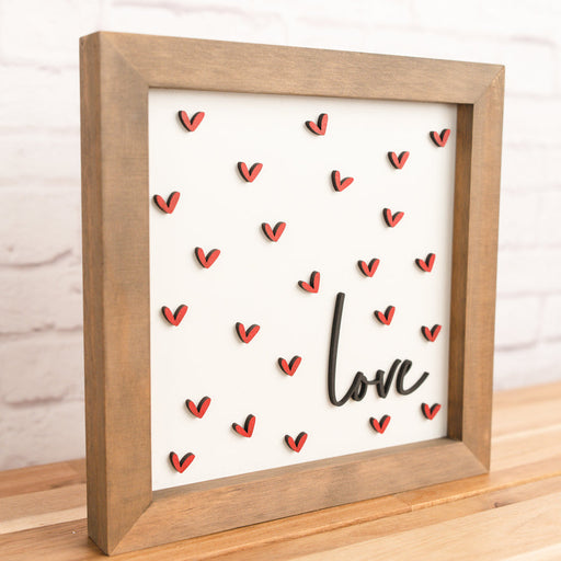 Love with Hearts | 11x11 inch Wood Sign | Valentine Sign