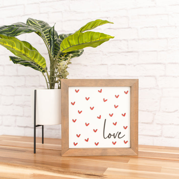 Love with Hearts | 11x11 inch Wood Sign | Valentine Sign