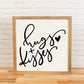Hugs + Kisses Slanted Script | 11x11 inch Wood Sign | Valentine Sign