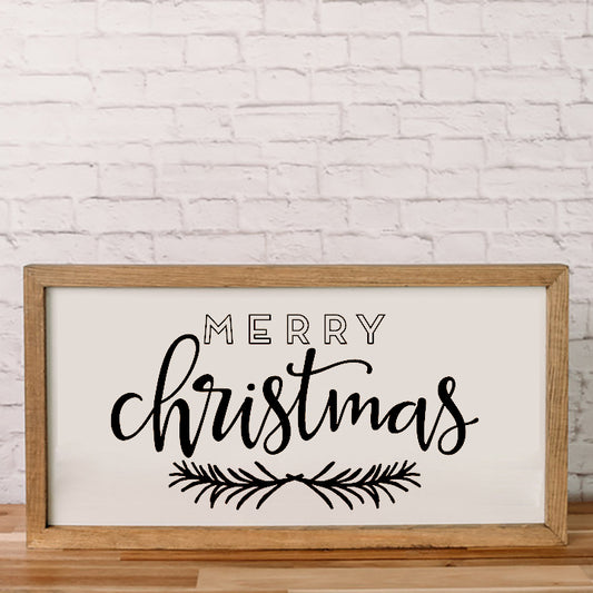 Merry Christmas Sign | Mixed Fonts | 11x21 inch Wood Framed Sign