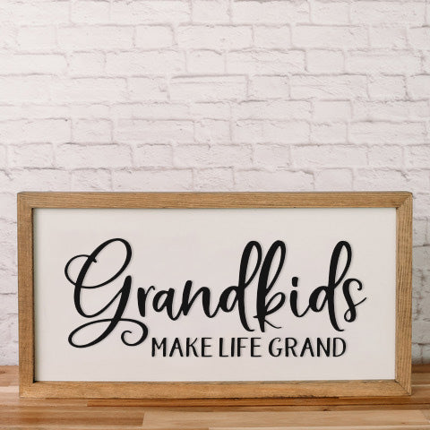 Grandkids Make Life Grand | 11x21 inch 3D Wood Framed Sign