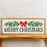 Merry Christmas with Bow and Holly | 13x35 inch 3D Wood Framed Sign | Merry Christmas Sign