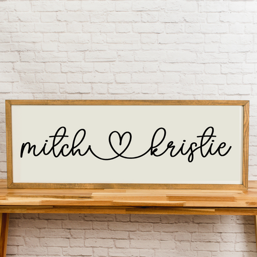 Personalized Couple Sign with Heart | 13x35 inch Wood Sign