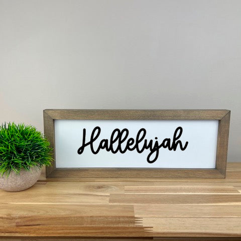 Hallelujah | 6x16 inch Wood Framed Sign | Easter Sign