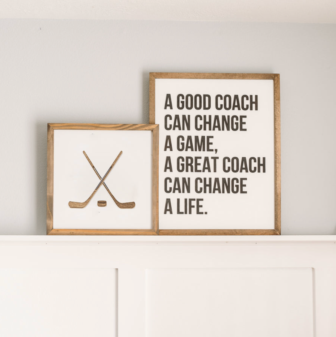 BUNDLE Write-On HOCKEY Coach Appreciation Gift | 16x16 inch sign + 17x21 inch sign + 2 Sharpies