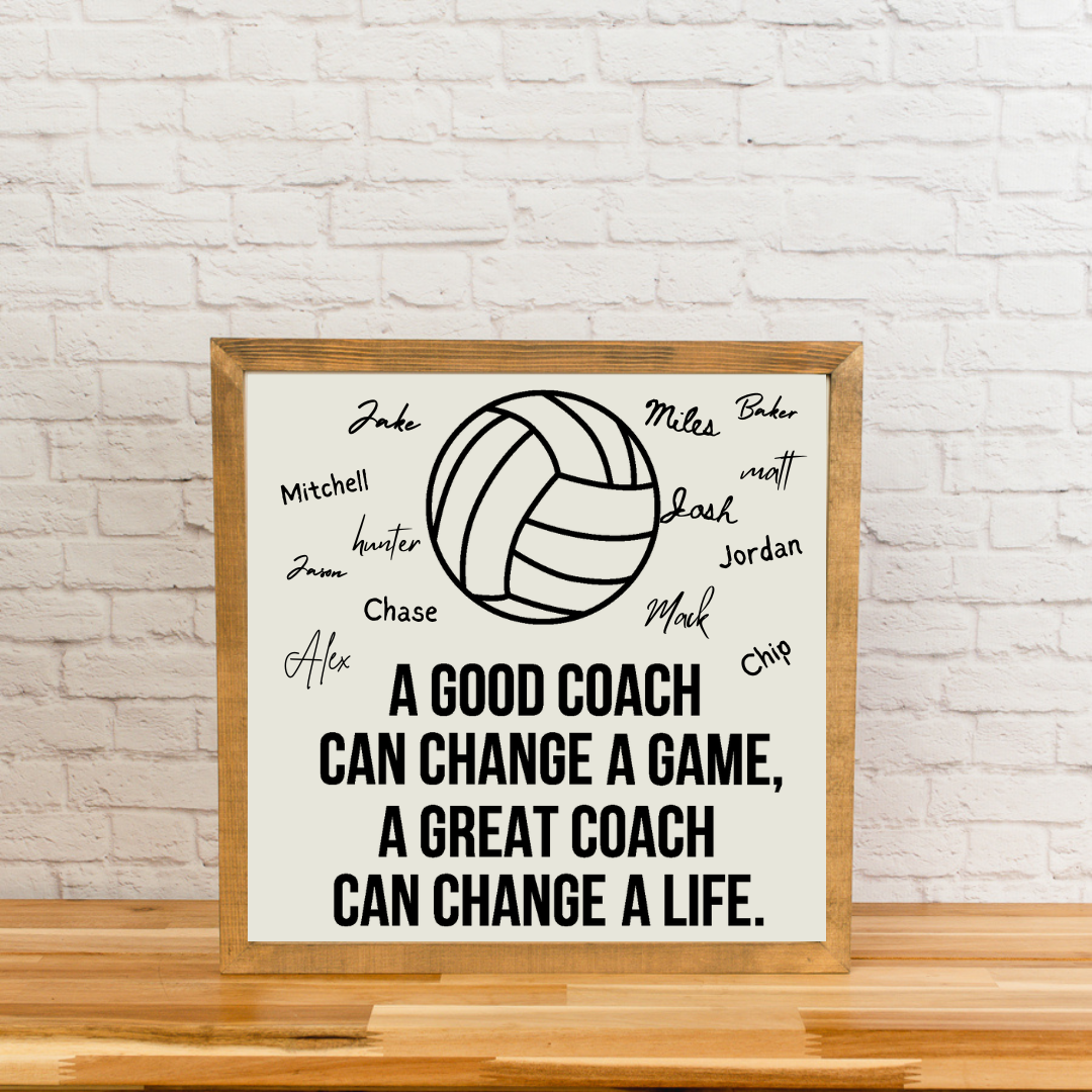 Write-On Coach Quote Sign with Sport Image| 21x21 Wood Sign | Coach Gift