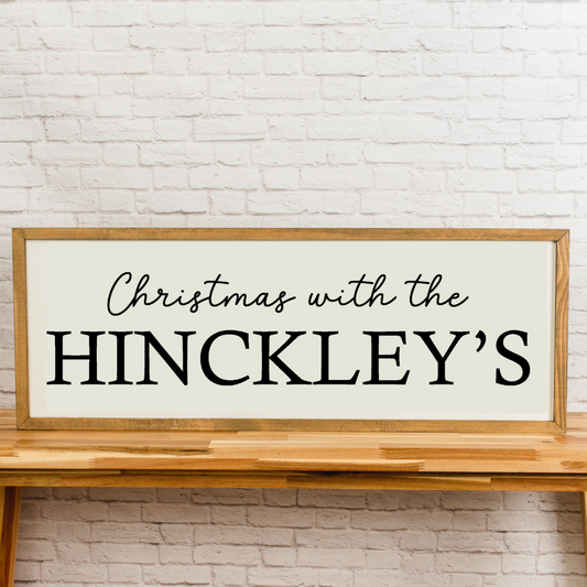 Personalized Christmas with the {Your Name Here} | Custom Sign | 13x35 inch Wood Sign