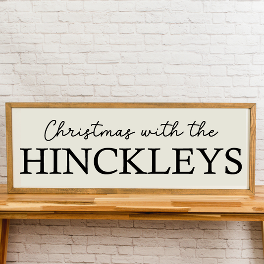 Personalized Christmas with the {Your Name Here} | Custom Sign | 13x35 inch Wood Sign