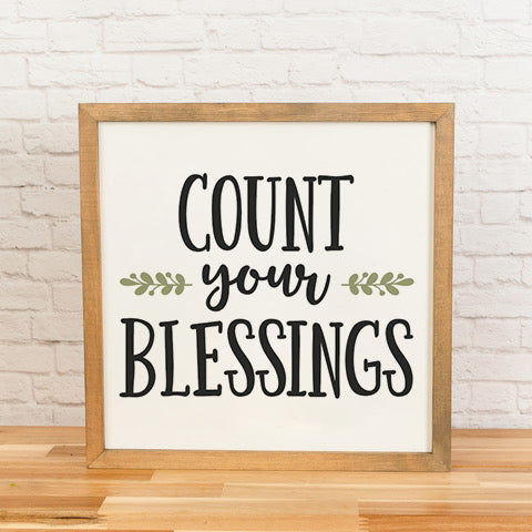Count Your Blessings | Square Wood Framed Sign