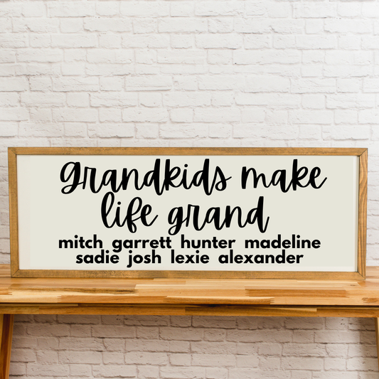 Grandkid Sign | 13x35 inch Wood Sign | Personalized Grandma Sign