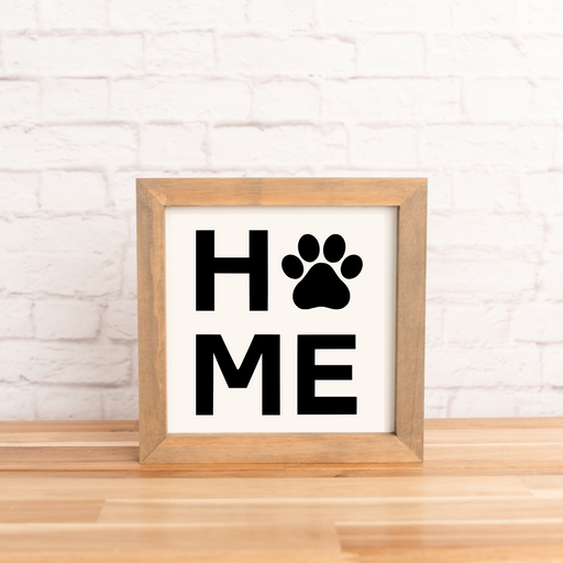 Home with Paw Print | Pet Adoption Sign | 8x8 inch Wood Sign