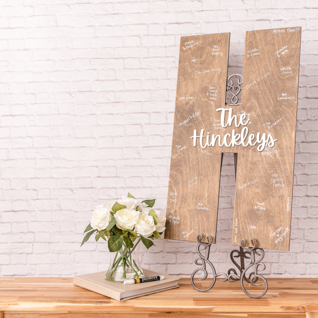 Large Monogram with Last Name | Personalized Wedding Guestbook Sign