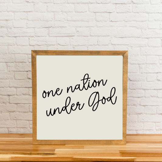 One Nation Under God | Square Wood Sign