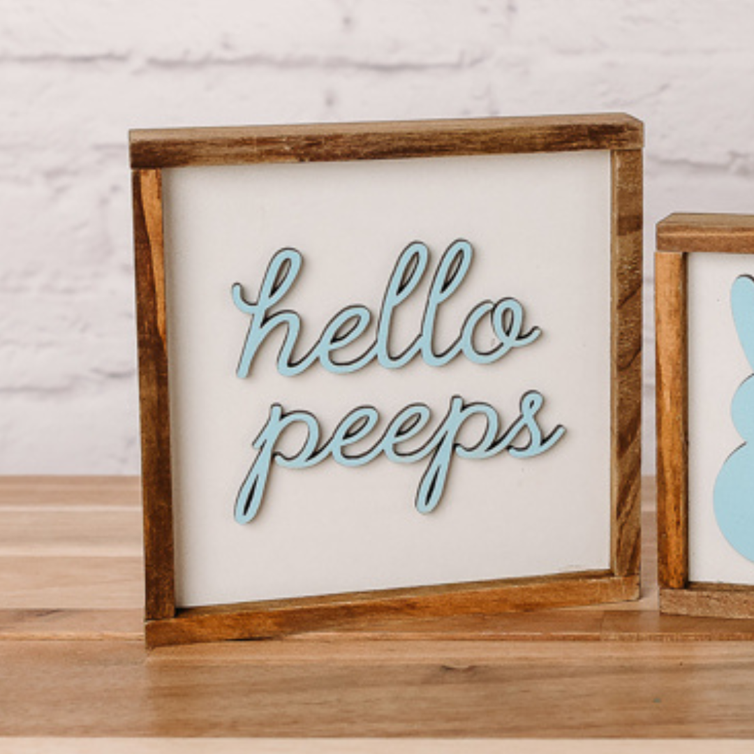 Hello Peeps Tiered Tray Sign