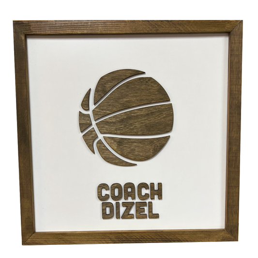 CUSTOM Write-On BASKETBALL Coach Appreciation Gift | 16x16 inch Sign