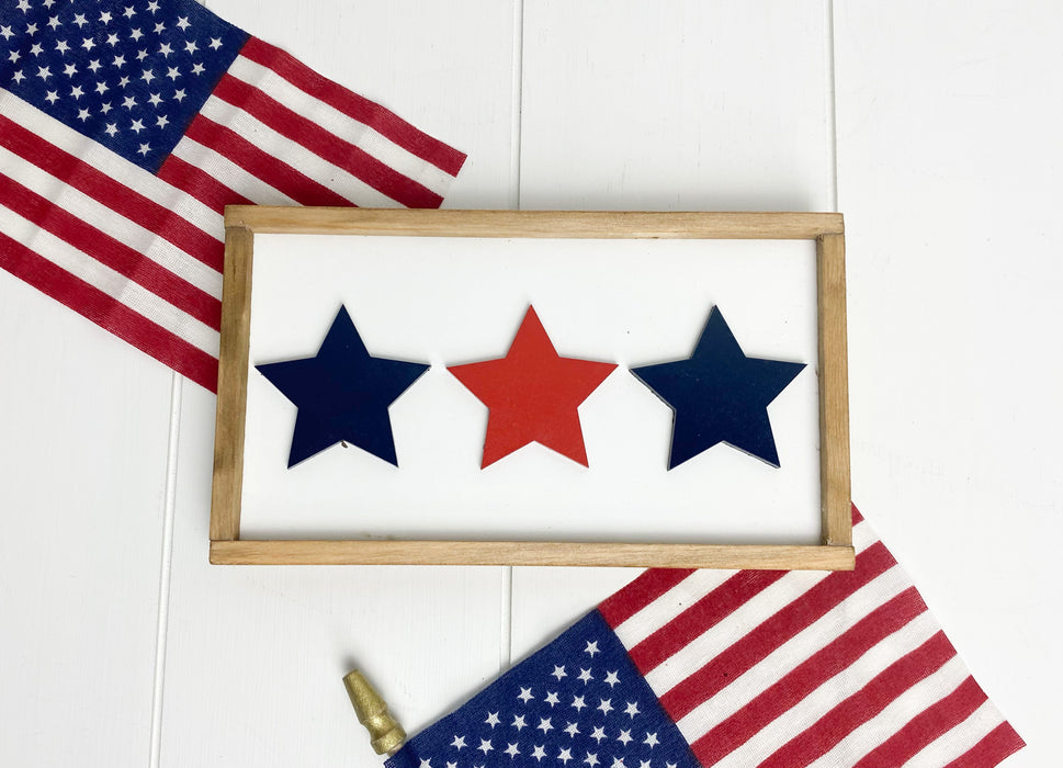 Patriotic Stars | 4x7 inch Tiered Tray Sign