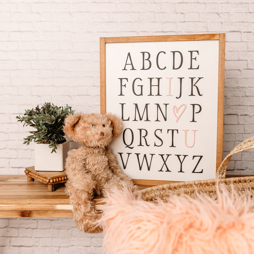 Alphabet I Love You | 17x21 inch Wood Sign | Nursery Sign | Baby Girl Nursery Sign