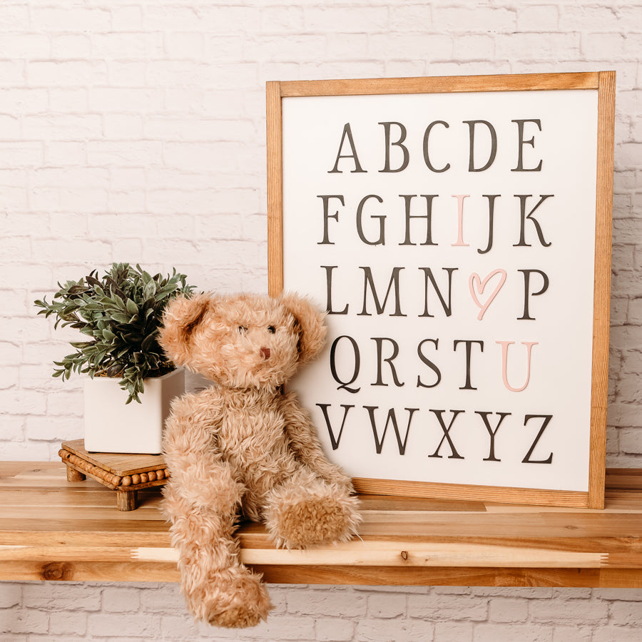 Alphabet I Love You | 17x21 inch Wood Sign | Nursery Sign | Baby Girl Nursery Sign